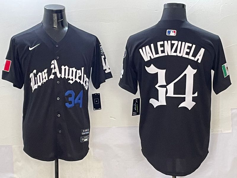 Men Los Angeles Dodgers #34 Valenzuela Black Five generations Joint Name 2025 Nike MLB Jersey style 2->los angeles dodgers->MLB Jersey